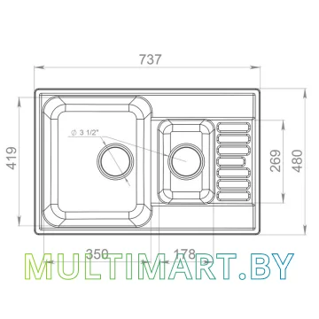 Кухонная мойка GranFest QUARZ Z-21K (серый) картинка 3